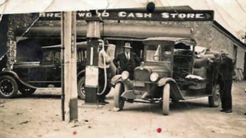 Photo 13-01-2017 1 00 44 pm - Ron at the bowser, Bert Vanstone, Grandpa Wilson and Chralie Boundy preparing to leave for the Lower End. Grandpa took over...